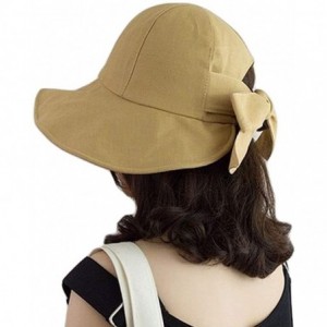 Sun Hats Women's Ponytail Sun Hat Summer Foldable UV Protection Hats Wide Brim Beach Hat - Khaki - CH18T2CID88 $17.73