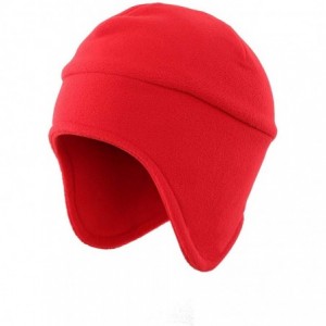 Balaclavas Men's Warm 2 in 1 Hat Winter Fleece Earflap Skull Sports Beanie Ski Mask - Red - C318IRUDAX6 $21.86