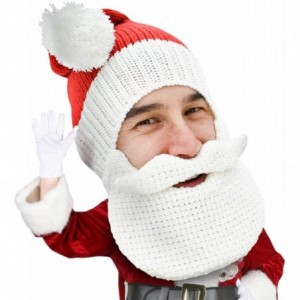 Skullies & Beanies Knitted Santa Beard Hat with Classic Funny Beard Facemask - CH11D44IN1J $50.11