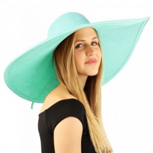 Sun Hats Summer Elegant Derby Big Super Wide Brim 8" Brim Floppy Sun Beach Dress Hat - Mint Green - C518ERSR9E8 $68.80