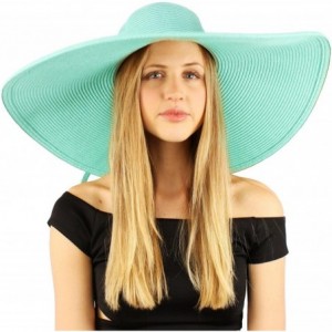 Sun Hats Summer Elegant Derby Big Super Wide Brim 8" Brim Floppy Sun Beach Dress Hat - Mint Green - C518ERSR9E8 $60.80