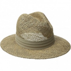 Fedoras Men's Seagrass Panama Fedora Hat with Cloth Band - Olive - C611JMYE4ZT $83.39