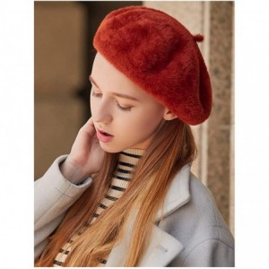 Skullies & Beanies Berets for Women Hat Velvet Adjustable Thick French Style - Red - C418I2SN8OL $26.16