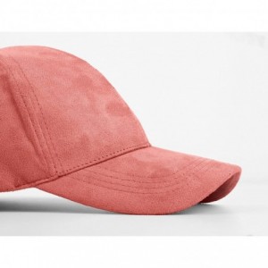 Baseball Caps Unisex Faux Suede Baseball Cap Adjustable Plain Dad Hat for Women Men - Dark Pink - CQ12EL625B7 $20.67