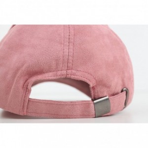 Baseball Caps Unisex Faux Suede Baseball Cap Adjustable Plain Dad Hat for Women Men - Dark Pink - CQ12EL625B7 $20.67