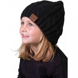 Skullies & Beanies Girls Cable Knit Beanie - Warm Unisex Hat - Kids Winter Cap - Black - C61206P7QE3 $19.77