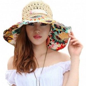 Sun Hats Foldable Bohemia Floral - Beige - CU1844HG2N0 $27.44