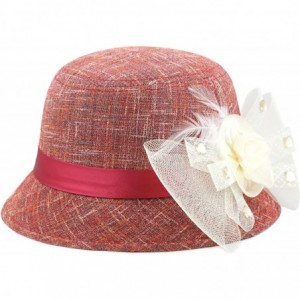 Bucket Hats Women's Double Ribbon Derby Cloche Church Hat - Red2 - CT12G8GOHSR $31.28