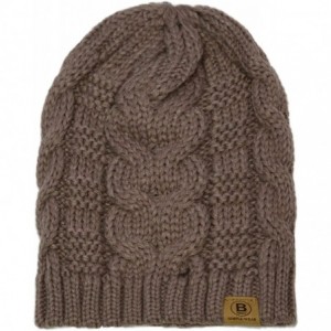 Skullies & Beanies Unisex Warm Chunky Soft Stretch Cable Knit Beanie Cap Hat - 102 Carmel - CS1889YKOQ7 $17.72