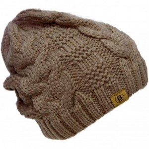 Skullies & Beanies Unisex Warm Chunky Soft Stretch Cable Knit Beanie Cap Hat - 102 Carmel - CS1889YKOQ7 $17.72