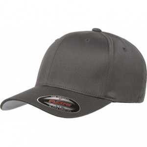 Baseball Caps Original Flexfit Wooly Cotton Twill Cap 6277- Stretch Fit Baseball Cap w/Hat Liner - Dark Grey - C91803HONXZ $2...
