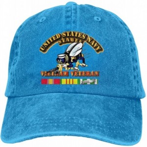 Baseball Caps Navy Seabee Vietnam Veteran Adjustable Baseball Caps Denim Hats Cowboy Sport Outdoor - Blue - C618S6Y96G6 $40.18