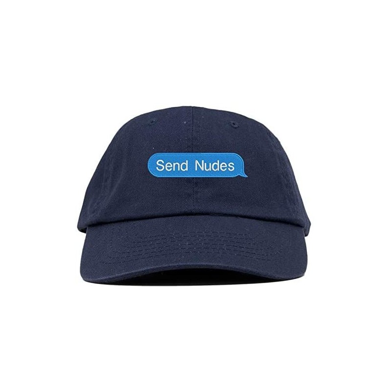 Baseball Caps Send Nudes Logo Embroidered Low Profile Soft Crown Unisex Baseball Dad Hat - Vc300_navy - CK18THZRDLX $29.96