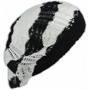 Berets Crochet Beanie Hat Knit Beret Skull Cap Tam - Bk/Wht Multi - CW11GLEEKI9 $18.55