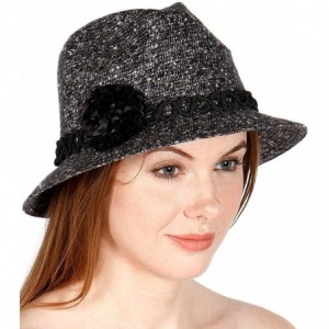 Bucket Hats Straw Bucket Fedora Beach Sun Hats for Women- Sun Protection Panama- Unisex - Flower Black - C3182EUSTW3 $23.64