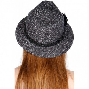 Bucket Hats Straw Bucket Fedora Beach Sun Hats for Women- Sun Protection Panama- Unisex - Flower Black - C3182EUSTW3 $23.64