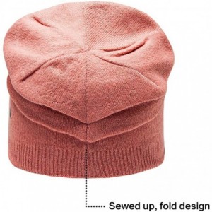 Skullies & Beanies Wool Slouchy Beanie Hat for Women Double Layers Skull Caps Rivets Curly Backside - Pink - CF187LI6350 $34.46