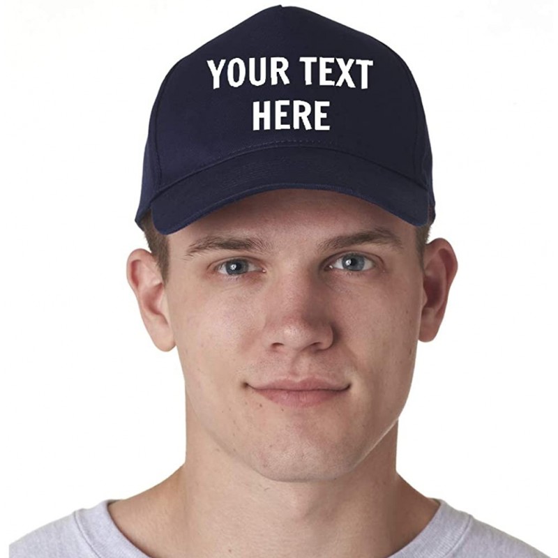 Baseball Caps Custom Hat Add Your Own Text Embroidered Adjustable Size Baseball Cap - Navy - CT195KQKUE2 $35.30