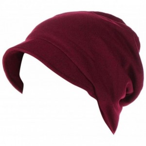 Skullies & Beanies Women Trendy Cotton Warm Windproof Chemotherapy Cap Muslim Hat Head Wrap Cap - Wine Red - C418I8OI69M $17.54