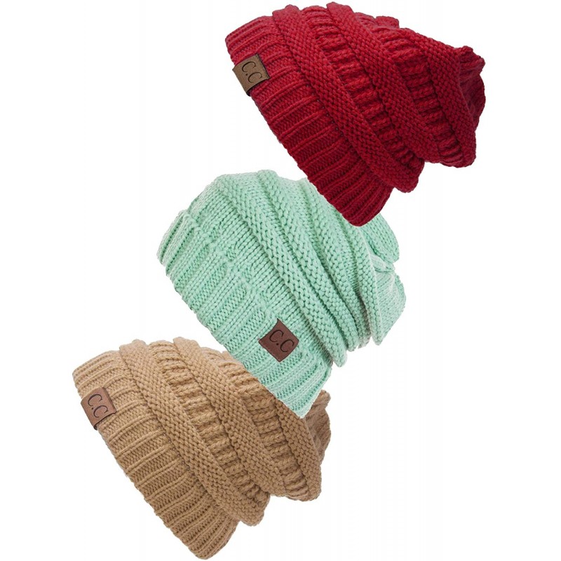 Skullies & Beanies Women's 3-Pack Knit Beanie Cap Hat - CU18LRLHOII $45.16