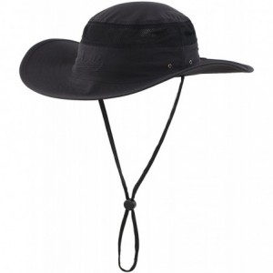 Sun Hats Men's Sun Hat UPF 50+ Wide Brim Bucket Hat Windproof Fishing Hats - Black - C012DS764RB $33.07