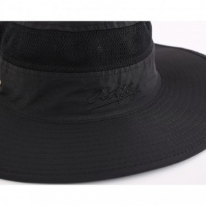 Sun Hats Men's Sun Hat UPF 50+ Wide Brim Bucket Hat Windproof Fishing Hats - Black - C012DS764RB $31.05