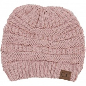 Skullies & Beanies Solid Ribbed Beanie Slouchy Soft Stretch Cable Knit Warm Skull Cap - Indi Pink - C9126VPQA5H $20.02