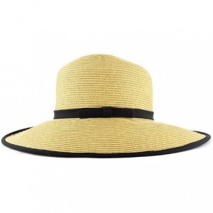 Sun Hats Women's Stylish UPF 50+ Paper Woven Sun Hat w/Ribbon Trim - Black - CL11KI3QXHZ $20.76
