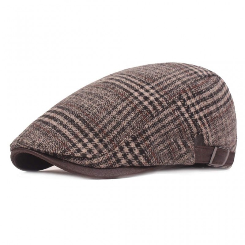 Newsboy Caps Cotton Newsboy Cap Earflap Trapper Hat Winter Warm Lined Fashion Unisex Driving Hat - Khaki - CH18A09G59Q $19.13