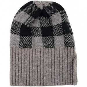 Skullies & Beanies Women Winter Hats Check Pattern Stretchy Plaid Hat Beanie - Grey - CL193LMIHLE $27.63