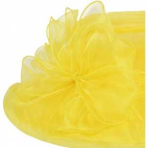 Sun Hats Women Kentucky Derby Ascot Girls Tea Party Dress Church Lace Hats - Yellow - CB12526T31Z $33.89