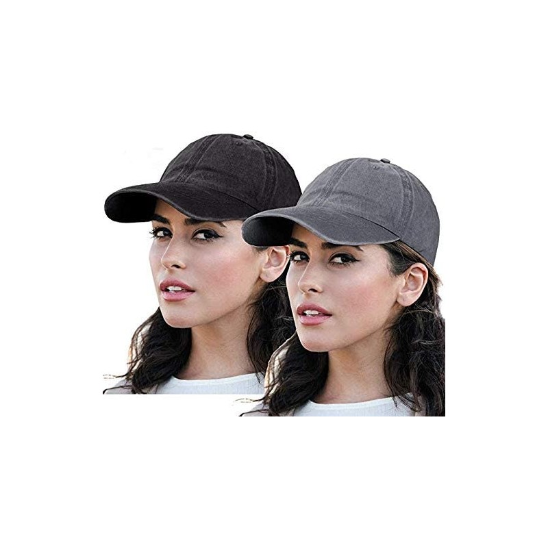 Baseball Caps High Ponytail Baseball Hat Cap for Women- Messy Bun Trucker Hat Ponycap Dad Hat Golf Sun Hat - A-2pack-black&gr...