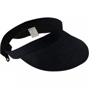 Visors Clip On Visor Womens Summer Sun Beach Hat UV Protection Sports Outdoor Wide Brim - Black - CE194R2EXC8 $23.79