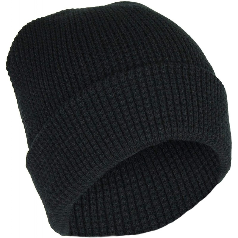 Skullies & Beanies Classic Thermal Ribbed Waffle Knit Knit Beanie Hat with Stretch Cuff- Converts to Winter Slouch Skully - B...