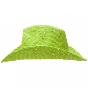 Cowboy Hats Glitter Sequin Trim Cowboy Hat - Lime Green - CW11TBC2VX9 $52.50