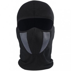 Skullies & Beanies Balaclave Fleece Windproof Ski Mask Face Mask Tactical Hood Neck Warmer - Cotton-black (Grey Mesh) - CX189...