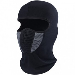 Skullies & Beanies Balaclave Fleece Windproof Ski Mask Face Mask Tactical Hood Neck Warmer - Cotton-black (Grey Mesh) - CX189...