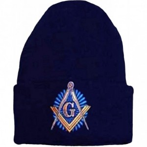 Skullies & Beanies Mason Winter Skull Cap Cold Weather Beanie Hat Freemason Mens Dark Navy Blue - CV18O8AY2LH $24.89