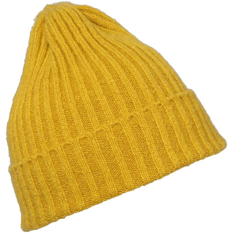Skullies & Beanies Beanie Hats for Women and Men-Skull Stretch Solid Cuff Knitted Slouchy Caps - Style 2 Yellow - CZ18ID0HCX5...