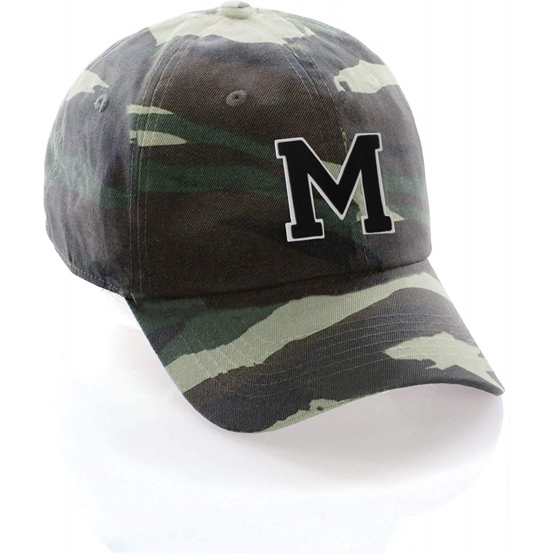Baseball Caps Customized Letter Intial Baseball Hat A to Z Team Colors- Camo Cap White Black - Letter M - CW18NDNUQX4 $25.90
