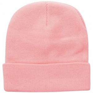 Skullies & Beanies Men Women Knitted Beanie Hat Ski Cap Plain Solid Color Warm Great for Winter - 2pcs Black & Pink - CG18KO9...