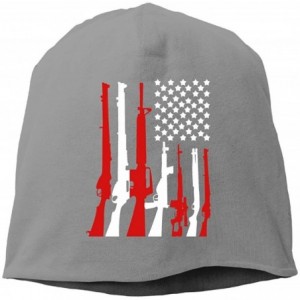 Skullies & Beanies American Flag with Machine Guns Beanies Cap for Men Women - Deepheather - C1187CA9TKR $21.54