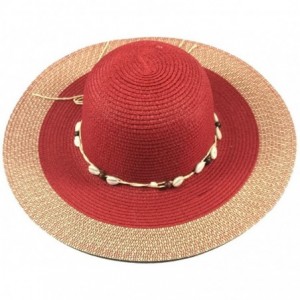 Visors Wide Brim Large Bow Floppy Summer Straw Sun Hat - 7139 Red - CA17YCR87E2 $29.99