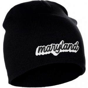 Skullies & Beanies Classic USA Cities Winter Knit Cuffless Beanie Hat 3D Raised Layer Letters - Maryland Black - White Black ...