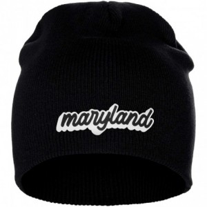 Skullies & Beanies Classic USA Cities Winter Knit Cuffless Beanie Hat 3D Raised Layer Letters - Maryland Black - White Black ...