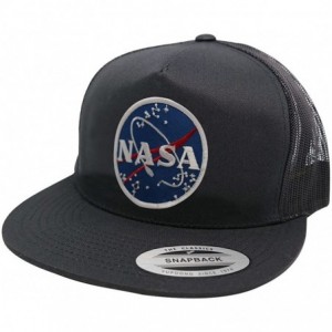 Baseball Caps 5 Panel NASA Space Meatball Embroidered Patch Snapback Mesh Back Cap - Charcoal - CE12HQQ8TKF $35.69