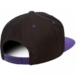 Baseball Caps Yupoong Premium Classic Snapback Hat - Flat Brim- Adjustable Ballcap w/Hat Liner - Black/Purple - CB18GYZW0SX $...