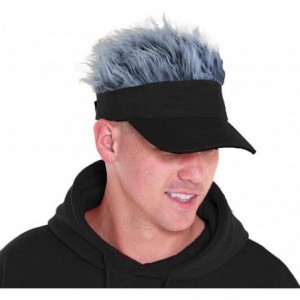 Visors Flair Hair Visor Sun Cap Wig Peaked Novelty Baseball Hat with Spiked Hair - 1.grey - CO18WE7WY9E $28.56