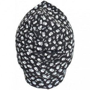 Skullies & Beanies Cotton Womens Soft Sleep Cap Chemo Beanie - Black White Flowers - C112JBHQMGP $25.39