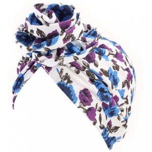 Skullies & Beanies ❤Newest Beautiful Women India Muslim Stretch Turban Hat Retro Print Hair Loss Head Scarf Wrap (Purple) - P...
